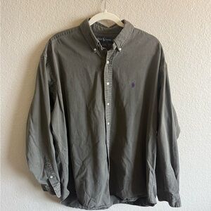 Ralph Lauren Men's Olive Green Button-Down Long Sleeve 100% Cotton Shirt XL